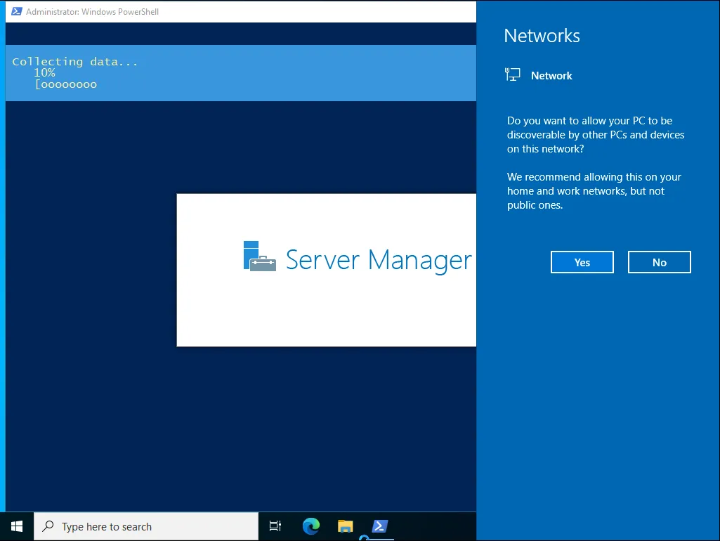 FS01 after installation — initial boot with Answer file settings applied